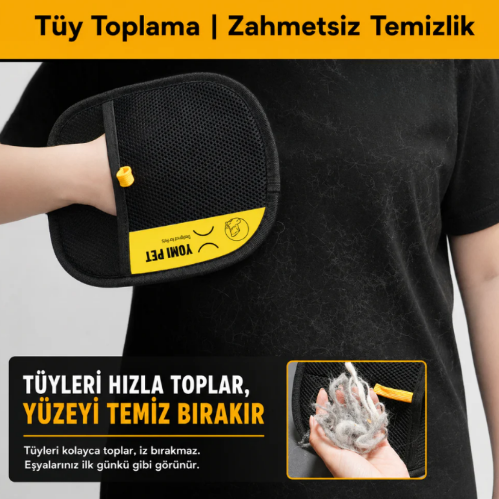Patiko Tüy Toplayıcı Eldiven- Kedi & Köpek Tüyü Temizleyici