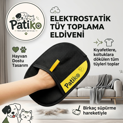 Patiko Tüy Toplayıcı Eldiven- Kedi & Köpek Tüyü Temizleyici