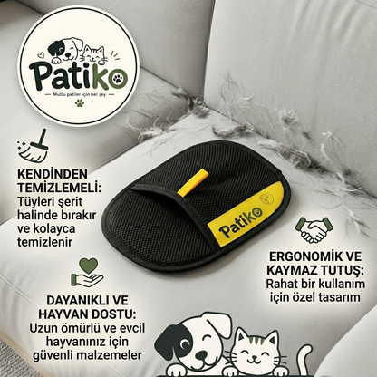 Patiko Tüy Toplayıcı Eldiven- Kedi & Köpek Tüyü Temizleyici