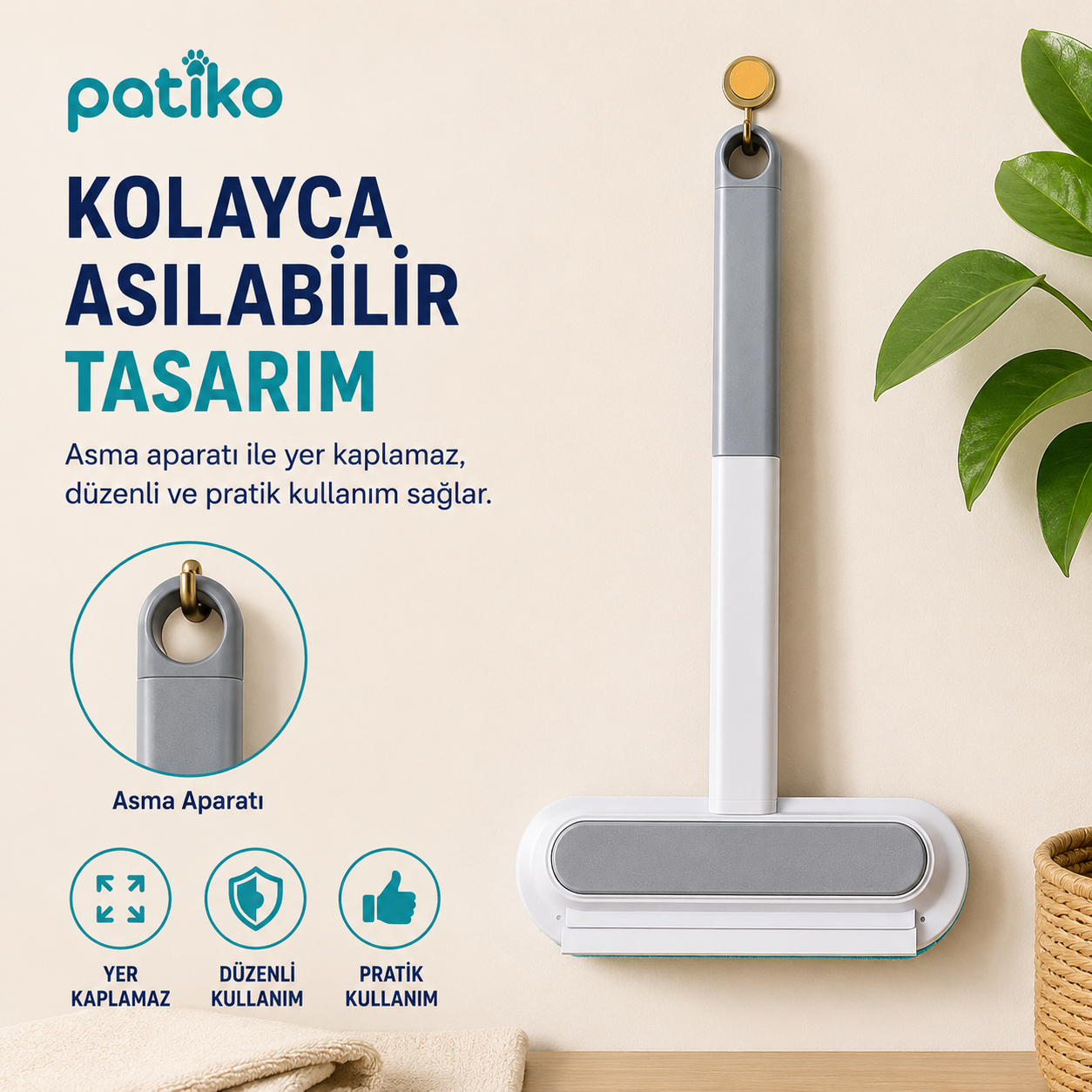 Patiko Uzun Saplı Evcil Hayvan Tüy Temizleme Fırçası